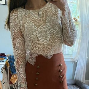 5/$25 Lace detailed long sleeve crop top